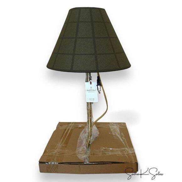 Hearth & Hand Magnolia 23" Plaid Shade Metal Table Lamp Brass/Green Target NIB - Picture 9 of 9